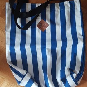 Sailor blue white  stripe tote bag